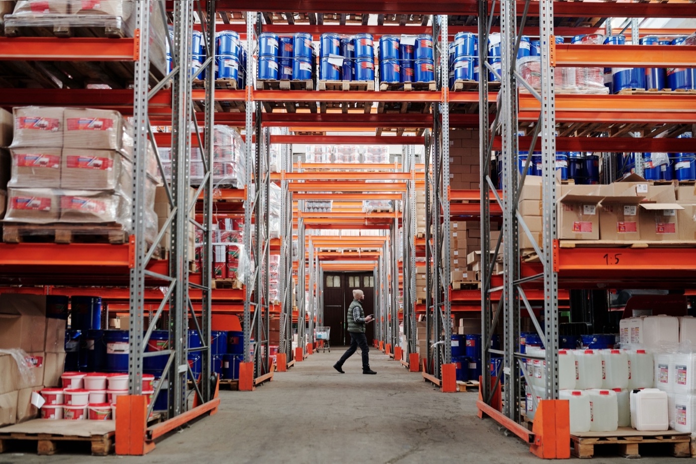 Modern warehouse interior with shelving